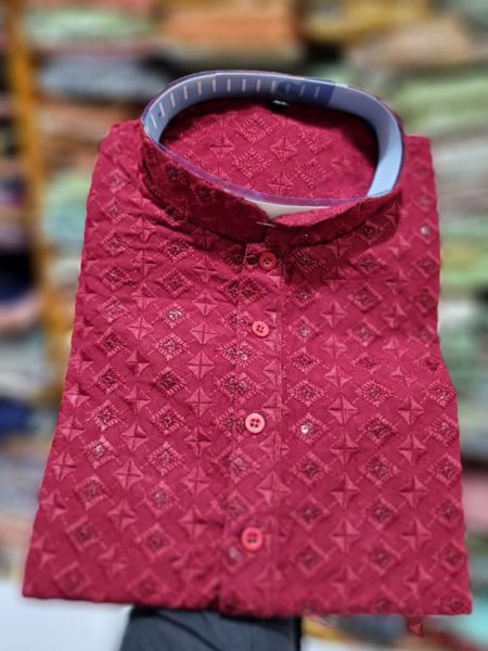 New Heavy Cotton Rayon Lakhnavi Work Mens Kurta Pajama 
