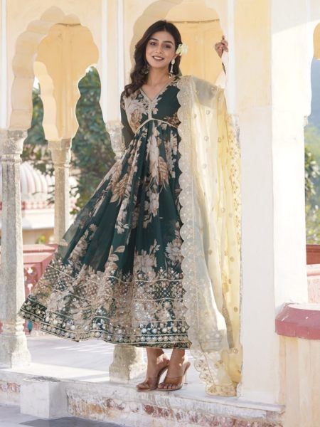 Premium Readymade Alia Cut Gown With Dupatta  