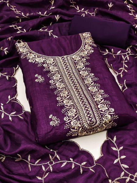 Vichitra Silk Multi Work Dress Material Collection  