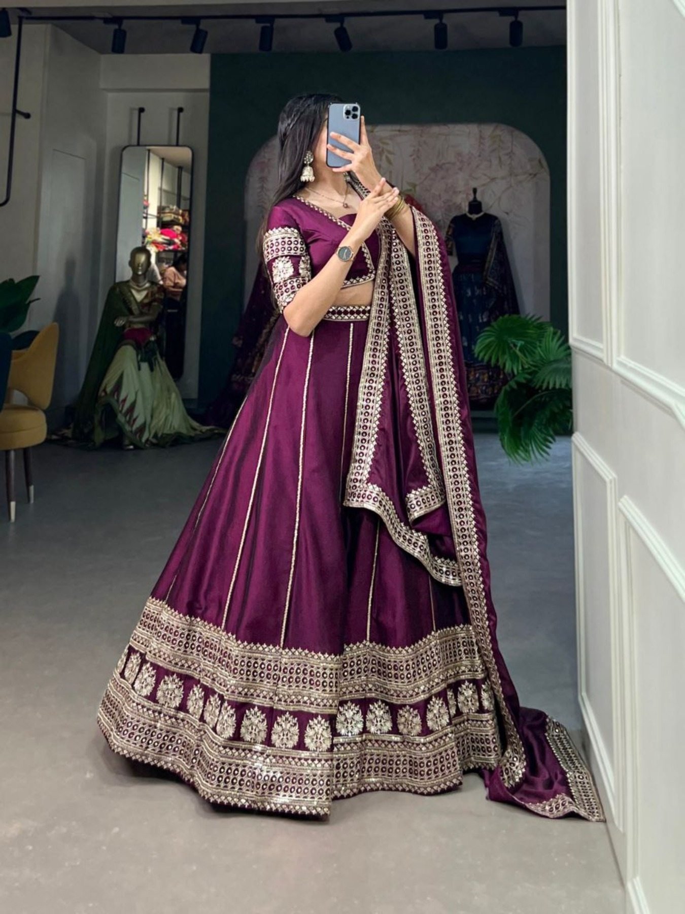 Buy Buy Beautiful Wine Rangoli Silk Lehenag Choli at Rs. 24.67 online from Royal Export Designer Lehenga Choli RE4175