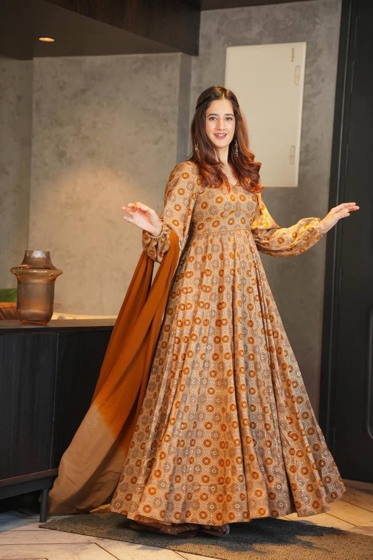 slim fit dress slacks Full Sleeve Long White Color Anarkali Gown