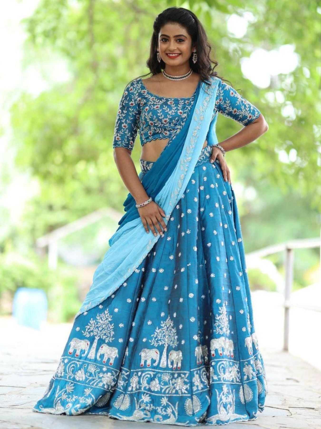 Peacock Chinnon Embellished Lehenga