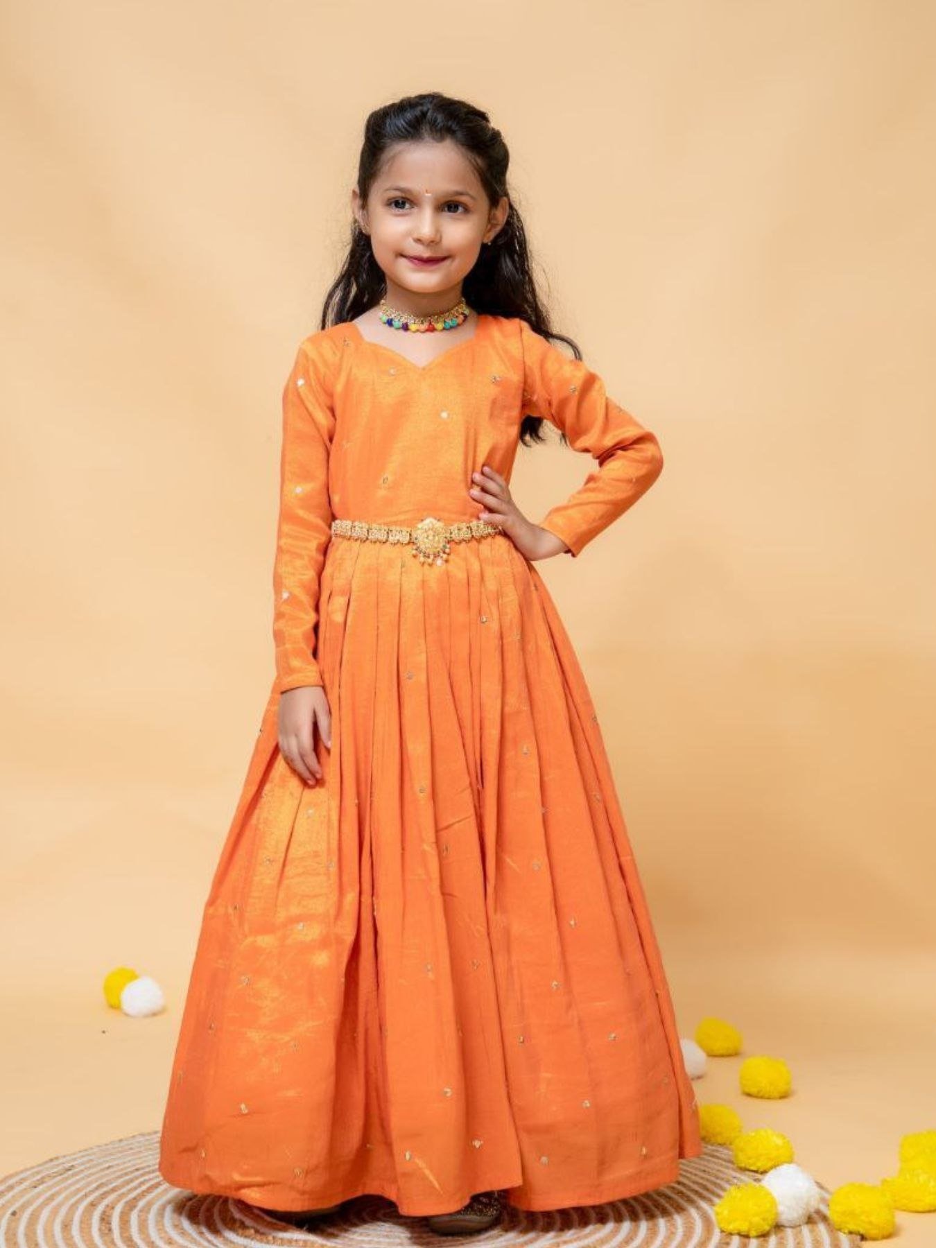 Festival Special Girls Tissue Silk Gown With Dupatta in surat india