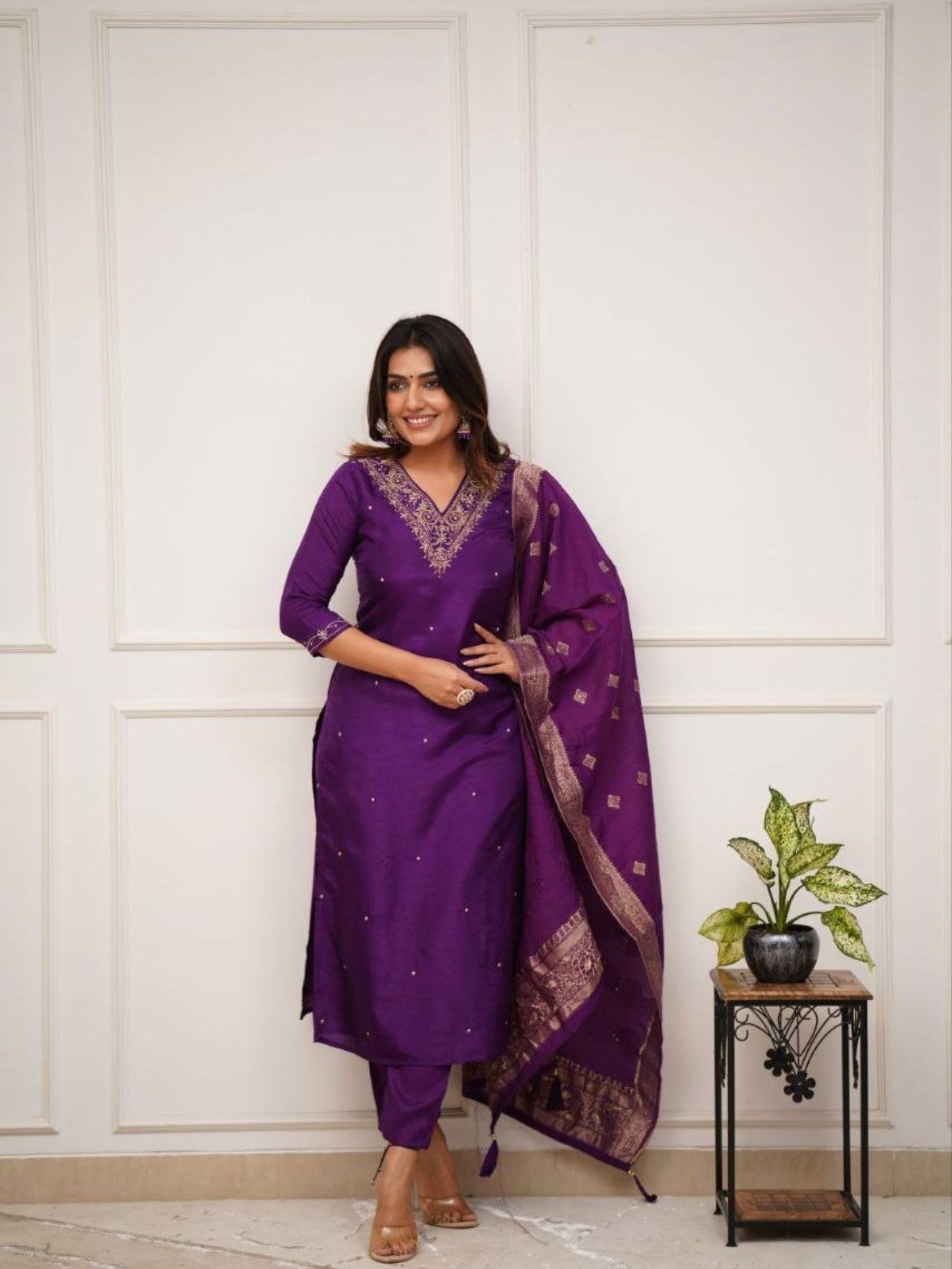 VISCOSE CHANDERI WITH SEQUENCE CODING EMBROIDERY WORK KURTIS
