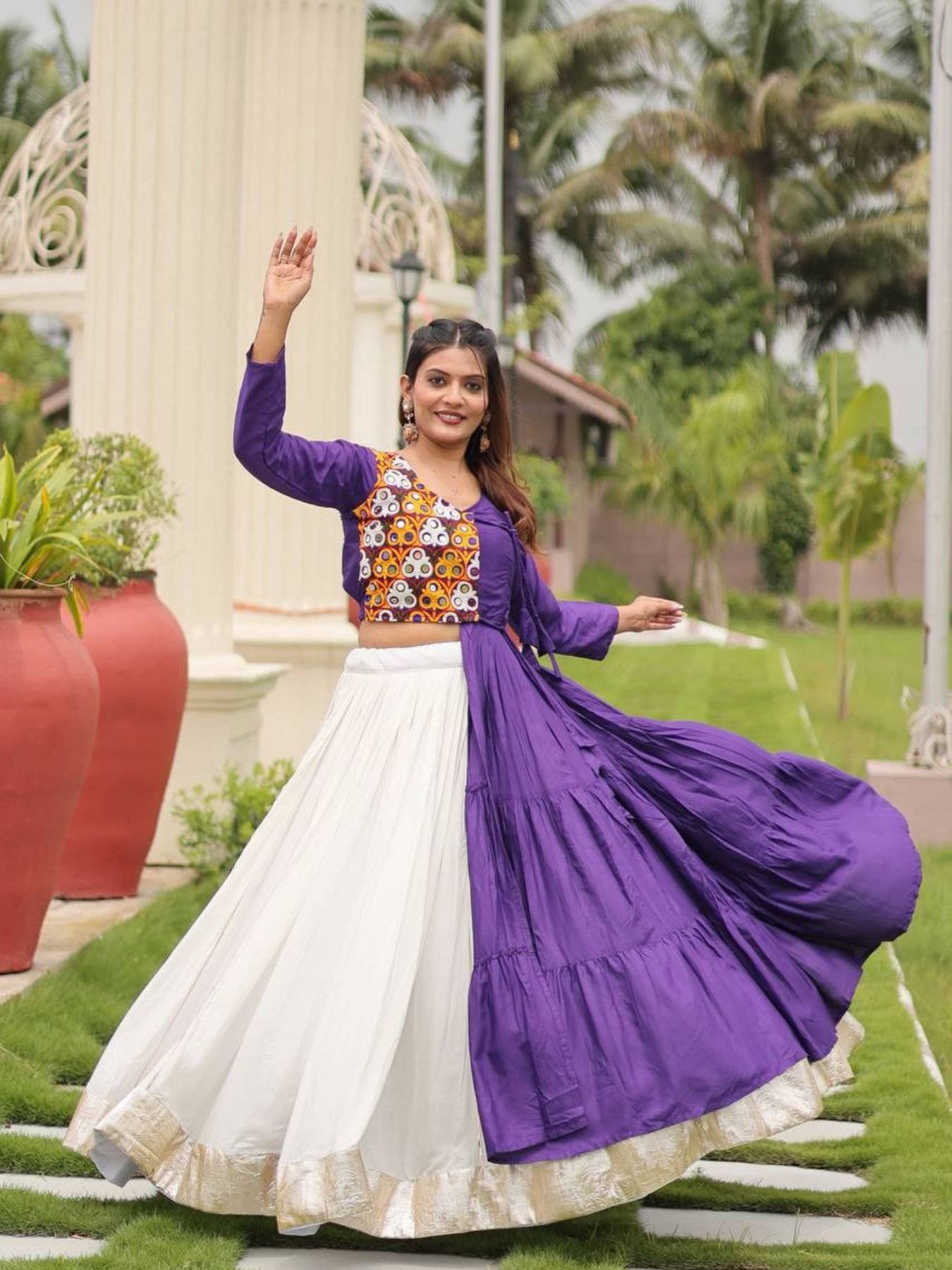 Georgette With Real Mirror Gamthi Work & Cowrie Lace Touch Up With Canvas Lehenga Choli main image 0