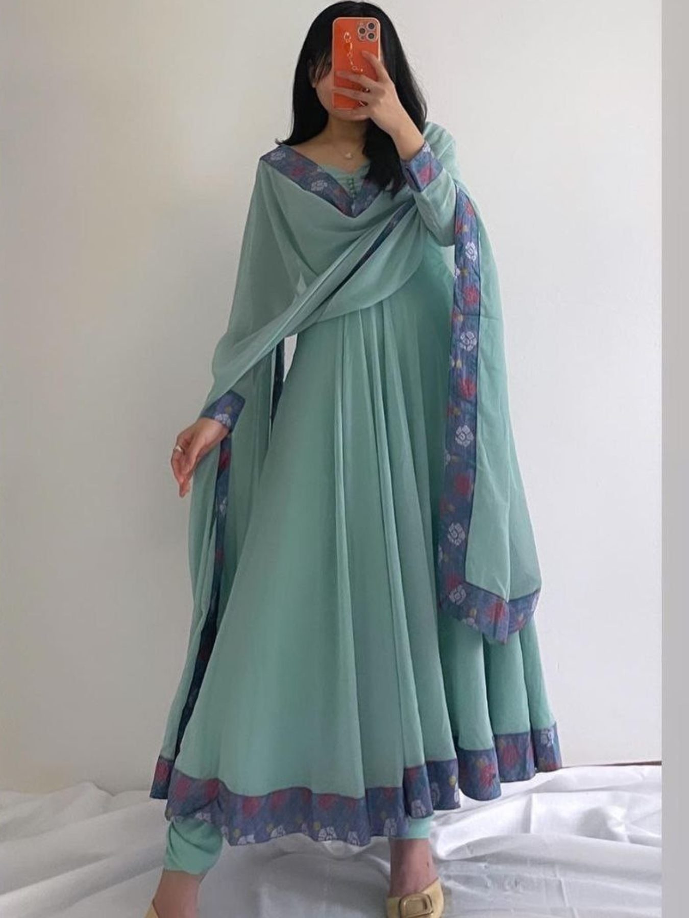 Buy Plain Green Readymade Gown Online