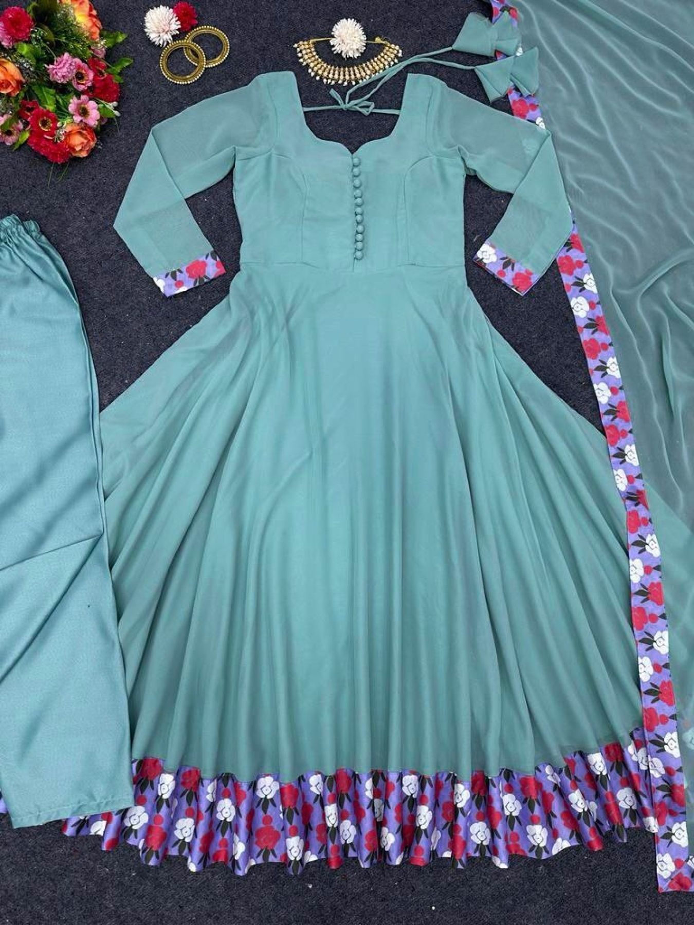 indian designer plain gown whi3 1697546337