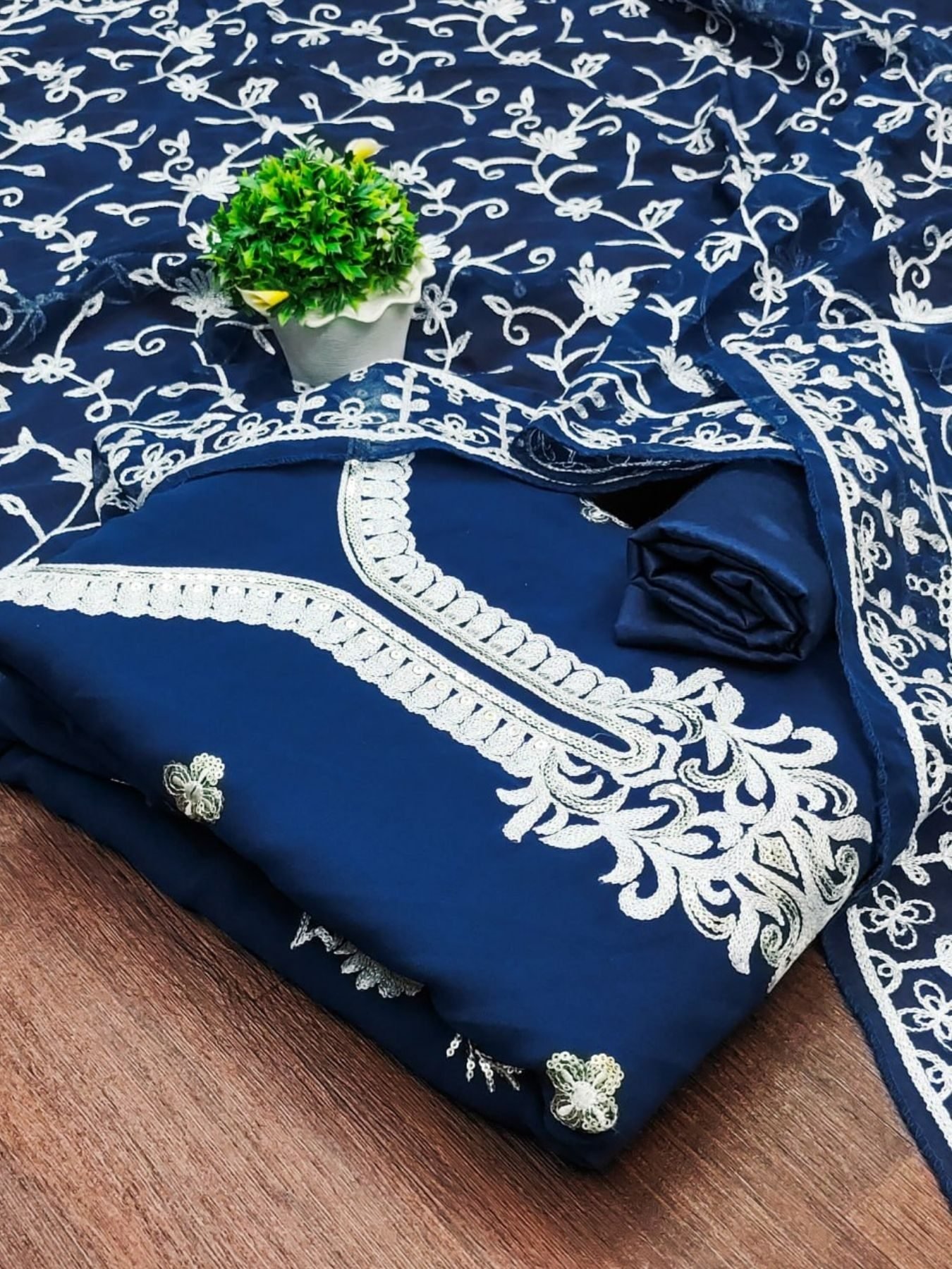 blue color dress material Analogie Blue Dainty Denim Dress 3/4 Sleeves 3T / Blue main image 0