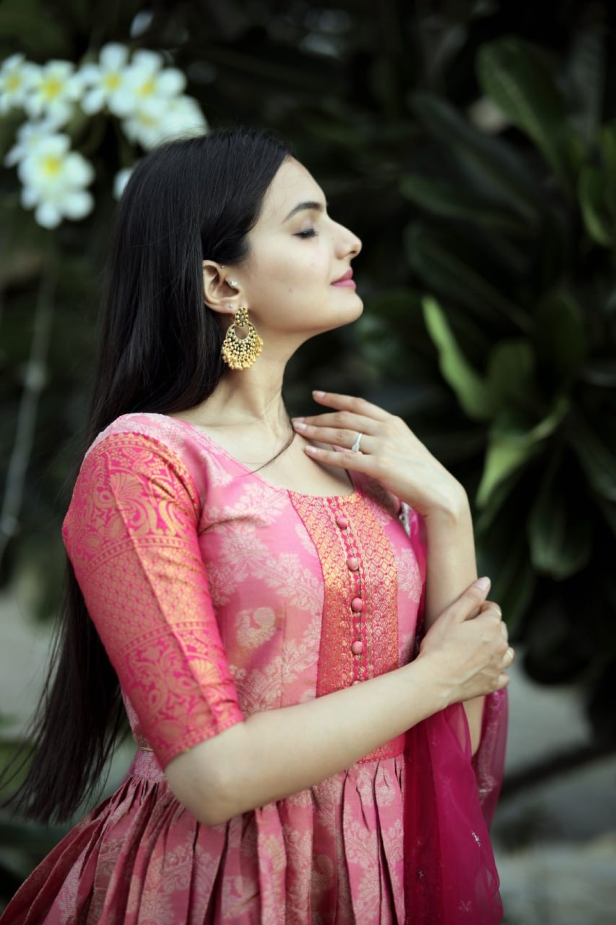 Buy Pink Raw Silk With Net Embroidered Gown Online - DMV13944 | Andaaz  Fashion
