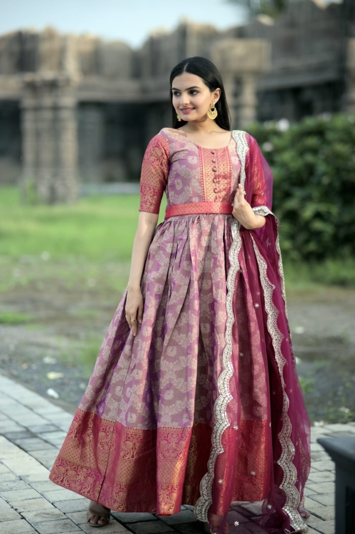 THE NEW COLLECTION Threadwork embroidered raw silk gown with hand dyed  velvet appliqués and vintage washed crystals. Statement necklace... |  Instagram