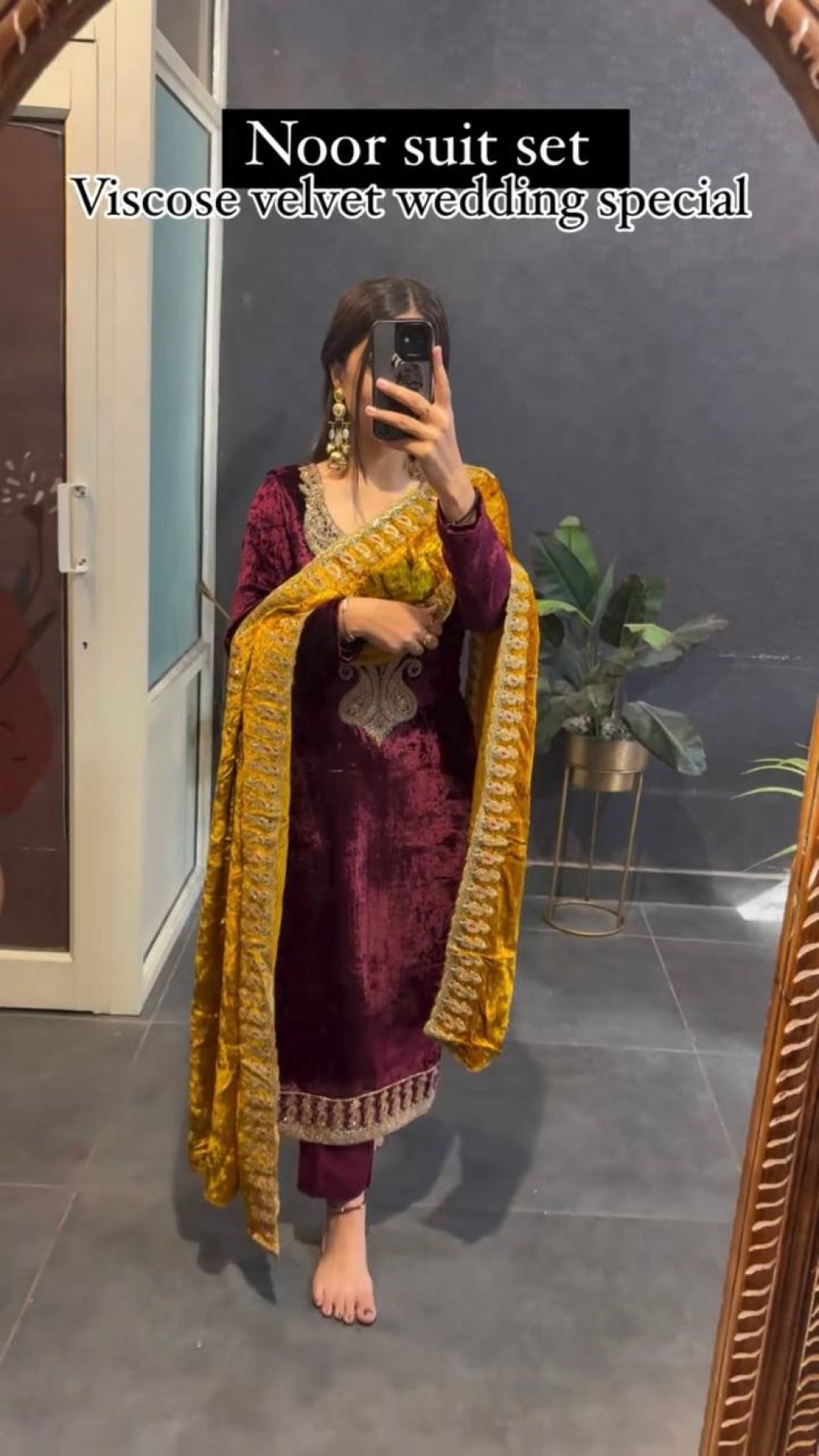 Black Heavy Stretchable Velvet Partywear Coord set with Heavy hand embroidery Work on Border main image 1
