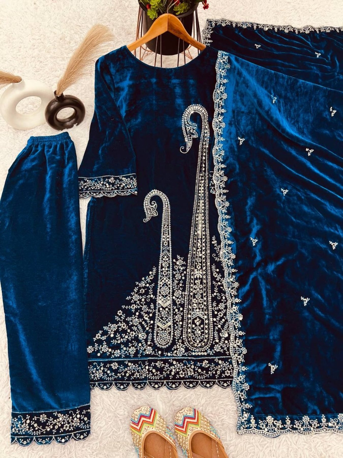 blue velvet fit and flare dress Starlet Wiggle Dress in Blue Velvet main image 1