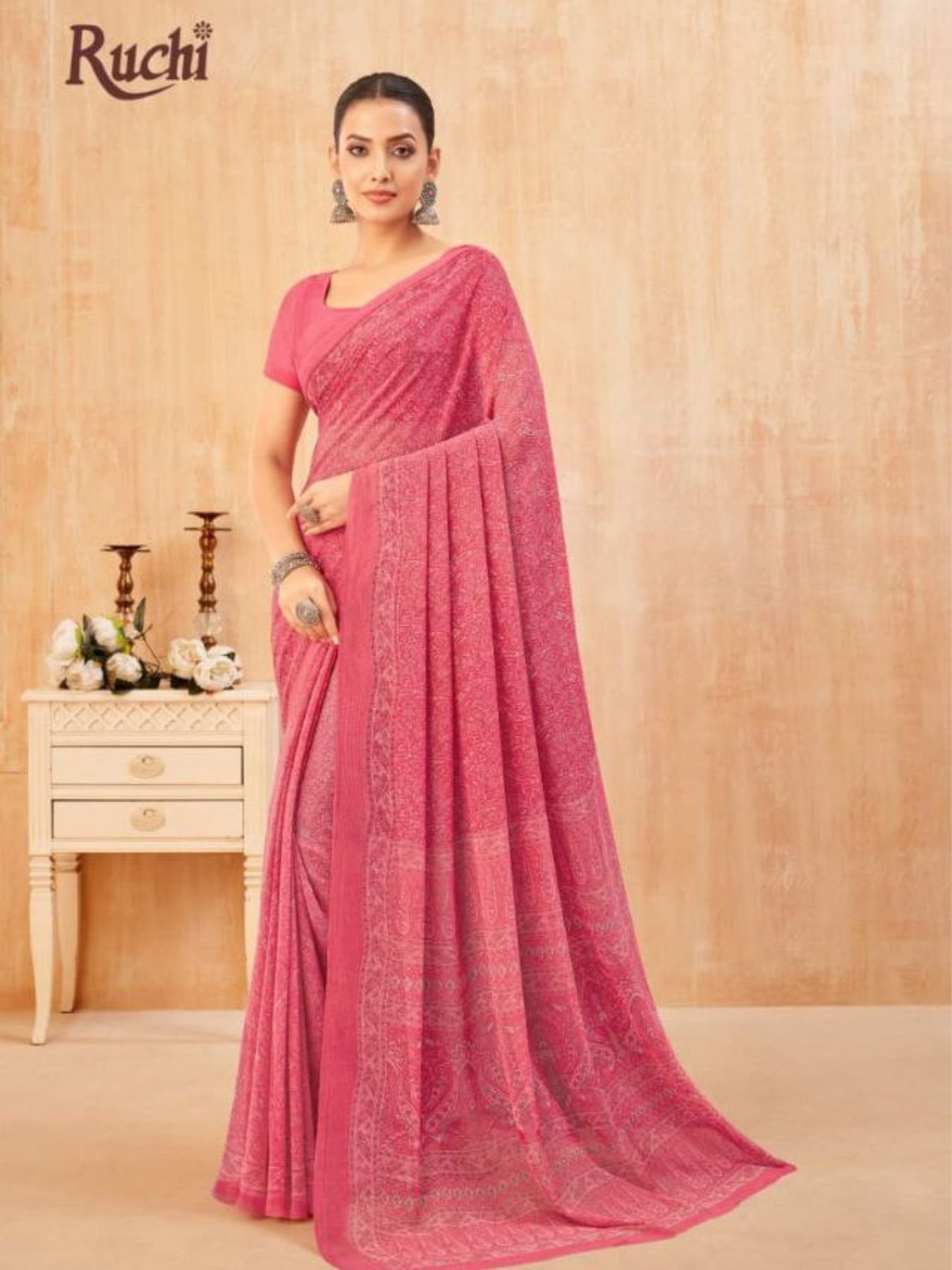 New Launch - Ragaa Georgette Saree with Kasab Border