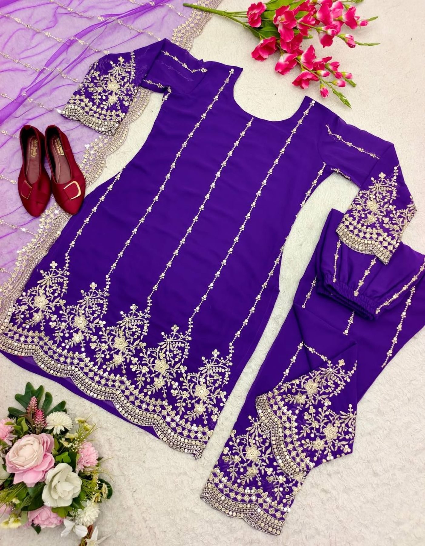 3-Piece Fully Heavy Embroidered Adda Work Suit - Ready to Wear main image 1