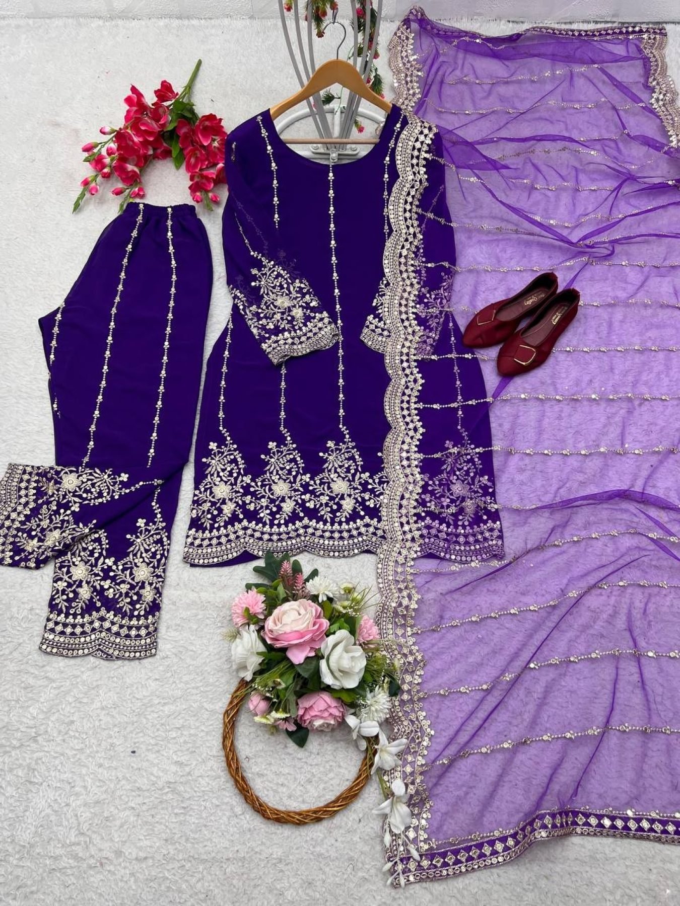 Pista Designer Readymade Pant Suit With Embroidery Sequence Work main image 1
