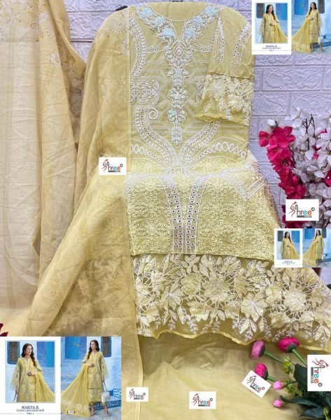 3 Piece Unstitched Embroidered Lawn Suit  Pakistani Suits Wholesale