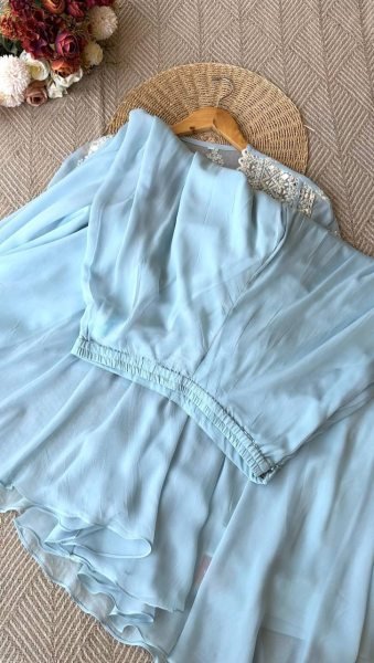 Heavy Mirror Work Indo Western Shrug Set For Rakhi Ready To Wear Collection