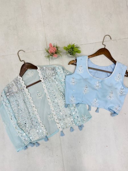 Heavy Mirror Work Indo Western Shrug Set For Rakhi Ready To Wear Collection