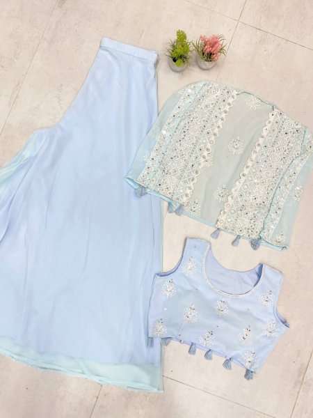 Heavy Mirror Work Indo Western Shrug Set For Rakhi Ready To Wear Collection