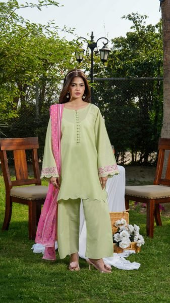 90's Style Pista Designer Roman Silk Kurti with Printed Tebby Silk Dupatta Embroidery Kurtis 