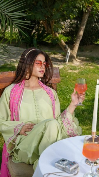 90's Style Pista Designer Roman Silk Kurti with Printed Tebby Silk Dupatta Embroidery Kurtis 