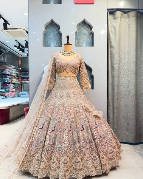 A New Color, A New Vibe! Flaunt this 4-meter flared sequins work lehenga and steal the spotlight. Designer Lehenga Choli