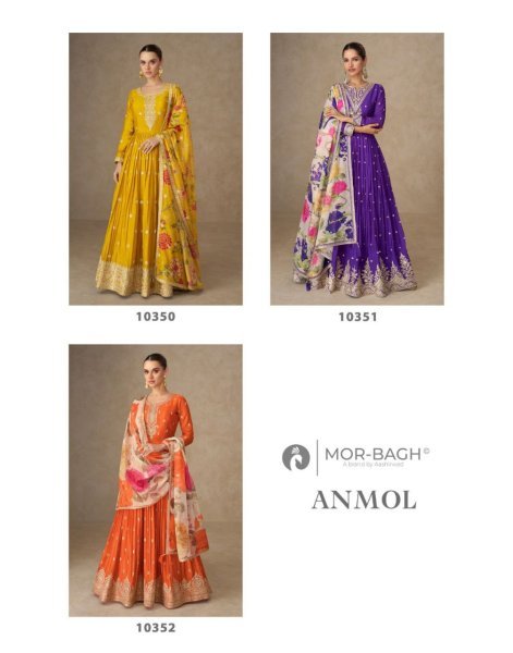 Aashirwad Anmol 10350 10352 Series Chinon Silk Palazzo Suit with Tabby Silk Dupatta Full Set Salwar Kameez