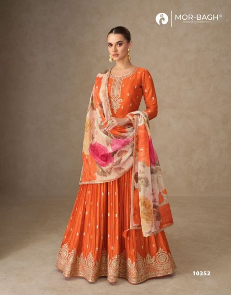 Aashirwad Anmol 10350 10352 Series Chinon Silk Palazzo Suit with Tabby Silk Dupatta Full Set Salwar Kameez