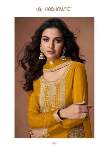 Aashirwad Anupama Chinon Silk Sharara Suit Wholesale 5Pc Catalog Full Set Salwar Kameez