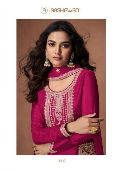 Aashirwad Anupama Chinon Silk Sharara Suit Wholesale 5Pc Catalog Full Set Salwar Kameez