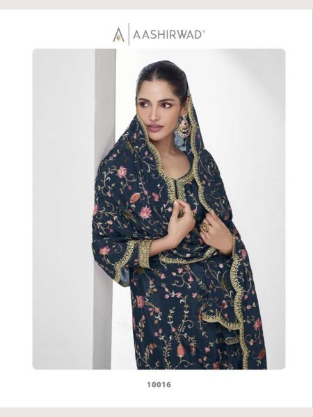Aashirwad Creation Premium Chinon Silk Plazzo Suits  Designer Plazzo Salwar Suits Wholesale