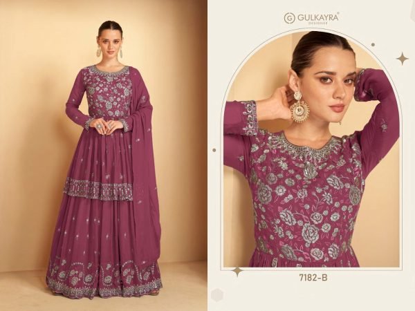  Aashirwad Gulkayra 7182 Heavy Fox Georgette With Embroidery Sequences Work Suit Designer Plazzo Salwar Suits Wholesale