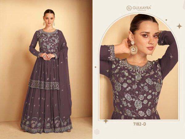  Aashirwad Gulkayra 7182 Heavy Fox Georgette With Embroidery Sequences Work Suit Designer Plazzo Salwar Suits Wholesale