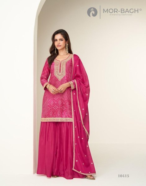 Aashirwad Creation Kimaya 10415 Vibrant Rani Pink With Authentic Bandhani Patterns Suit Designer Plazzo Salwar Suits Wholesale