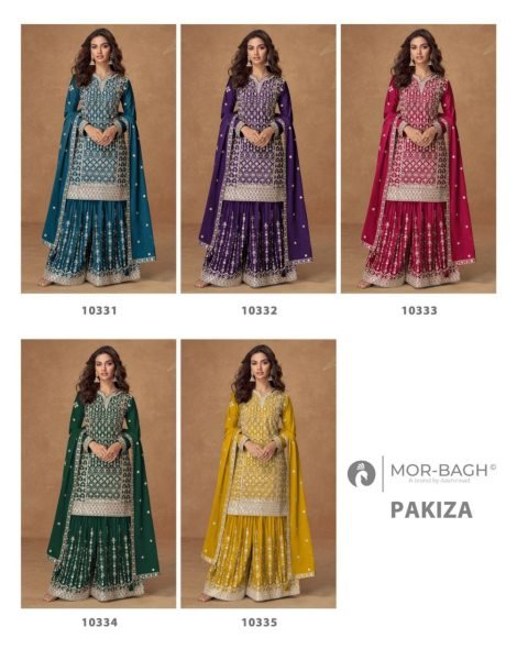 Aashirwad Mor Bagh Chinon Silk Salwar Suit with Heavy Embroidery for Weddings Designer Plazzo Salwar Suits Wholesale