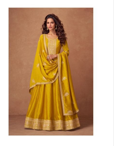 Aashirwad Rashmika Silk Anarkali Gown with Heavy Zari Work Ideal for Festive Occasions Full Set Salwar Kameez