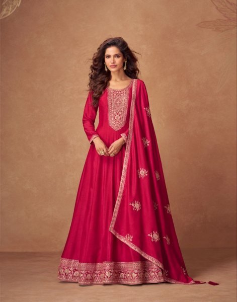 Aashirwad Rashmika Silk Anarkali Gown with Heavy Zari Work Ideal for Festive Occasions Full Set Salwar Kameez