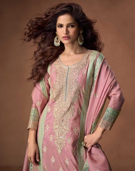 Aashirwad Tashi Organza Silk Palazzo Suit with Luxe Embroidery Crafted for Celebratory Moments Designer Plazzo Salwar Suits Wholesale