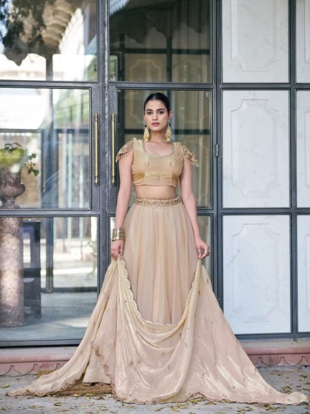 Accessible Cream Party Wear Lehenga Collection for Wedding Functions  Lehenga