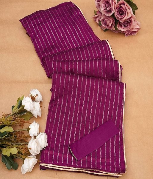 Accessible Maroon Designer Saree with Sequins Embroidery for Party Wear Embroidery Sarees Wholesale