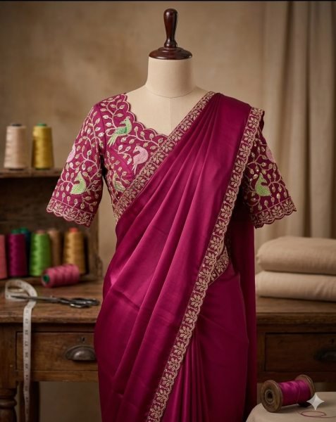 Accessible Rani Pink Party Wear Rangoli Saree with Designer Blouse Embroidery Sarees Wholesale