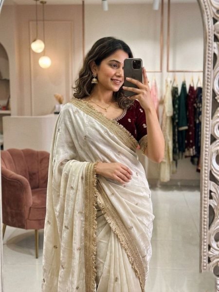 Accessible White Space Silk Saree with Lightweight Fabric and Rich Embroidery Sarees 