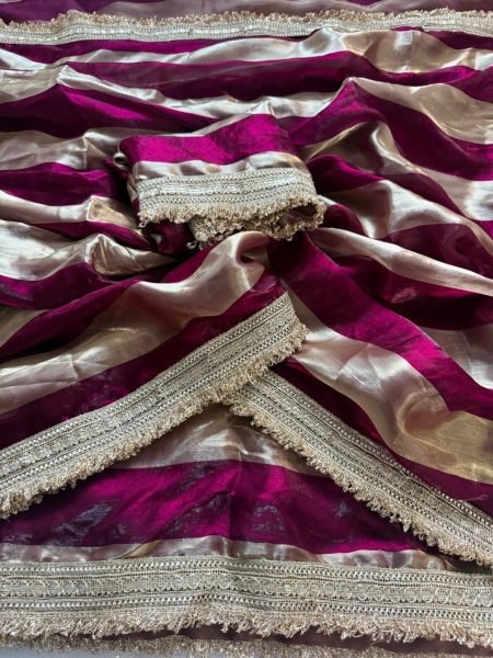 Accessible Wine Fandy Satin Silk Saree with Matching Lace Border Blouse at Manufacturer Rate Sarees 