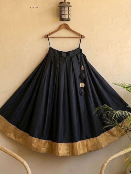 Adaptable Black Comfortable Rayon Lehenga for Garba and Dandiya Functions 