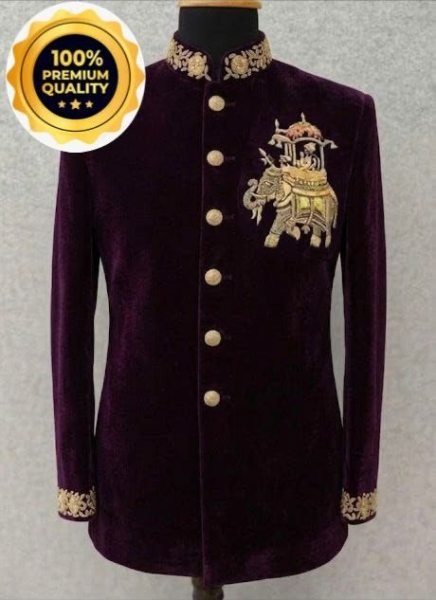 Adaptable Black Jodhpuri Coat Intricate Gold Elephant Ambari Embroidery Kurta Pajama Wholesale