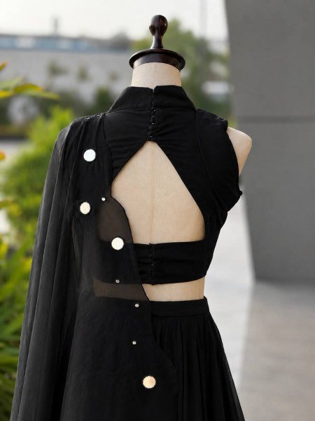 Adaptable Black Navratri Cotton Lehenga Choli with Real Mirror Work and 8 Meter Flair At Wholesale Rate Navratri Lehnega Choli
