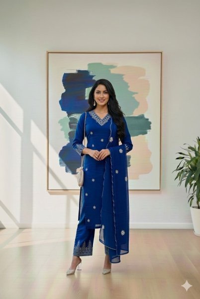 Adaptable Blue Breathable Rayon Cotton Outfit for Summer Wear  Straight Cut Long Kurtis