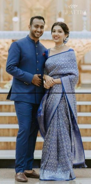 Adaptable Blue Lichi Silk Saree with All Over Jacquard Pattern for Festive Wear Silk Sarees Wholesale
