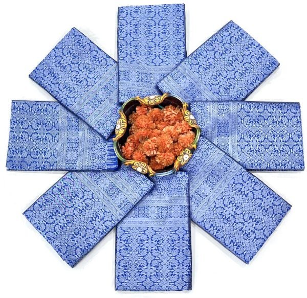 Adaptable Blue Lichi Silk Saree with All Over Jacquard Pattern for Festive Wear Silk Sarees Wholesale