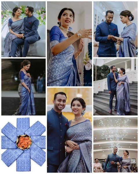 Adaptable Blue Lichi Silk Saree with All Over Jacquard Pattern for Festive Wear Silk Sarees Wholesale